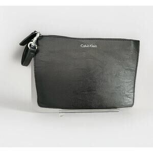 Calvin Klein Solid Black Wristlet Clutch Wedding Prom Vacation Purse Make-up Bag